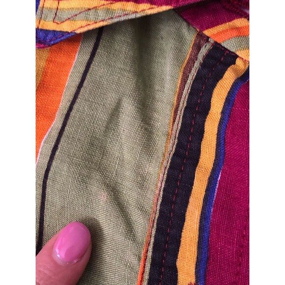 1990s SUI by ANNA SUI Colorful Striped Button Up Linen Blouse W/Pockets. S-M - Picture 10 of 10